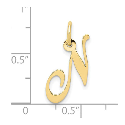10K Gelbgold 10K Klein Fantasie Schreibschrift Initiale N Charm