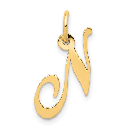 10K Gelbgold 10K Klein Fantasie Schreibschrift Initiale N Charm