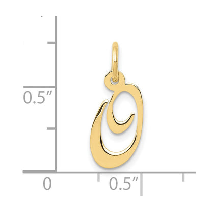 10K Gelbgold 10K Klein Fantasie Schreibschrift Initiale O Charm