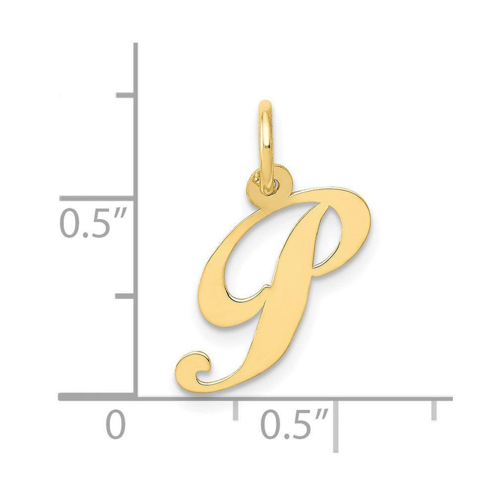 10K Gelbgold 10K Klein Fantasie Schreibschrift Initiale P Charm