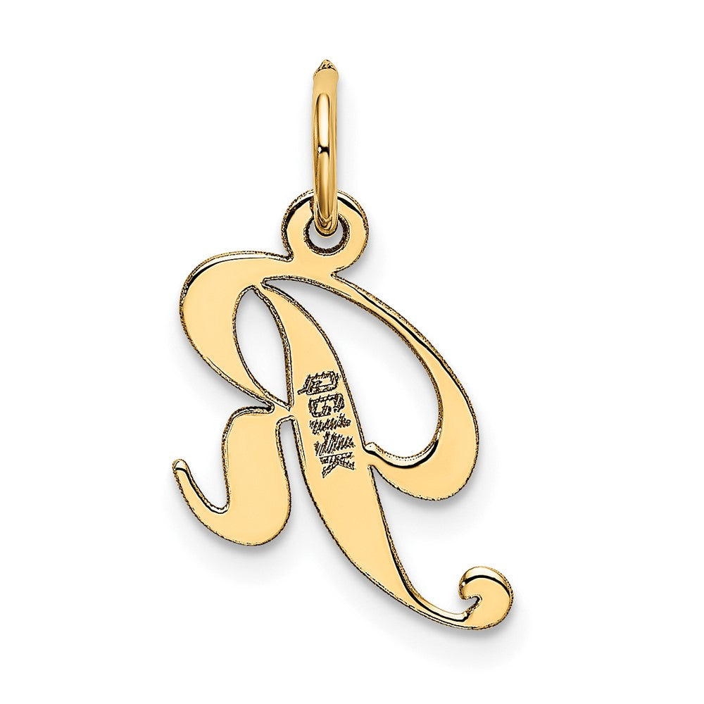 10K Gelbgold 10K Klein Fantasie Schreibschrift Initiale R Charm