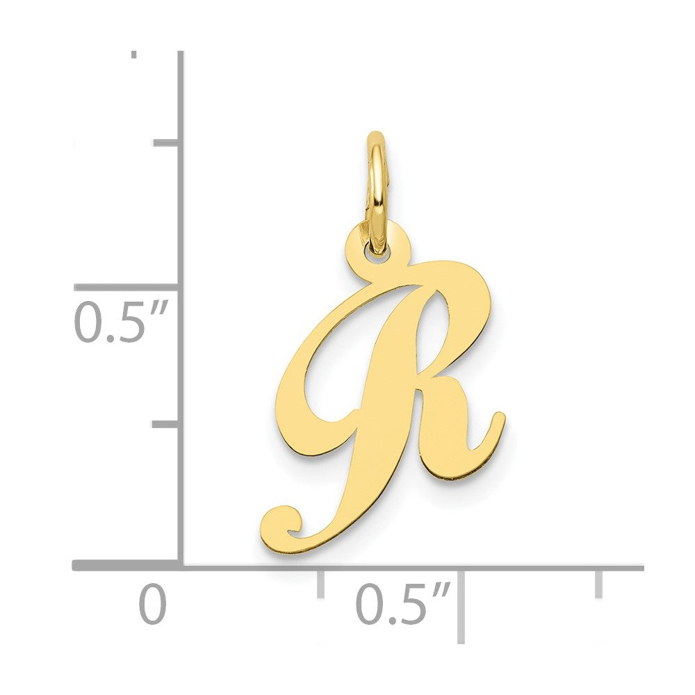 10K Gelbgold 10K Klein Fantasie Schreibschrift Initiale R Charm