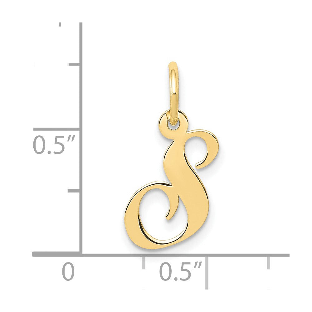 10K Gelbgold 10K Klein Fantasie Schreibschrift Initiale S Charm