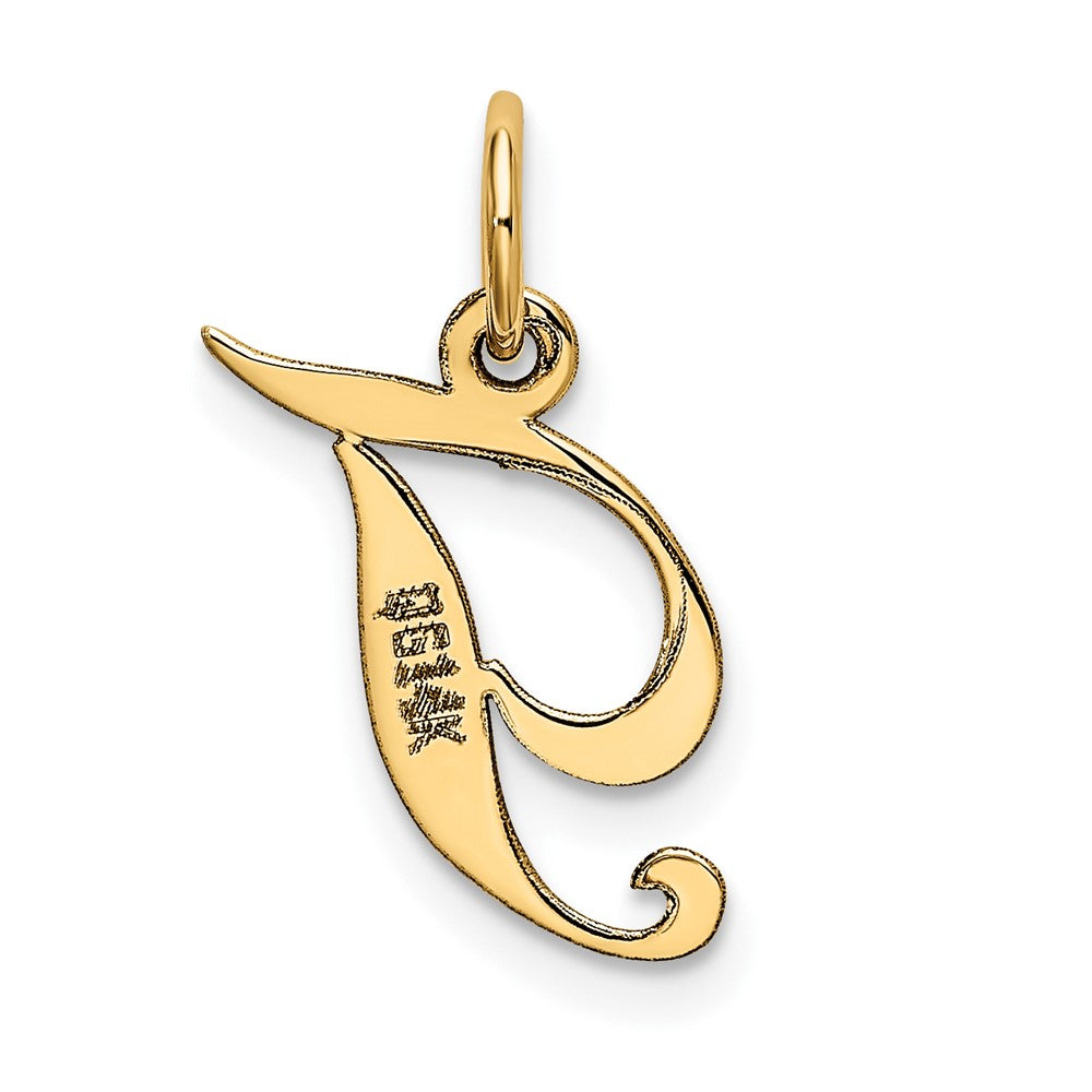10K Gelbgold 10K Klein Fantasie Schreibschrift Initiale T Charm