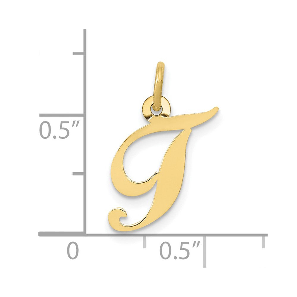 10K Gelbgold 10K Klein Fantasie Schreibschrift Initiale T Charm