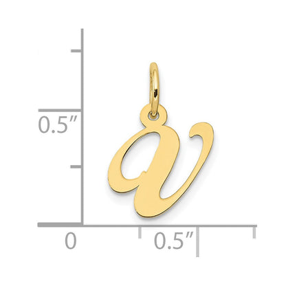 10K Gelbgold 10K Klein Fantasie Schreibschrift Initiale V Charm