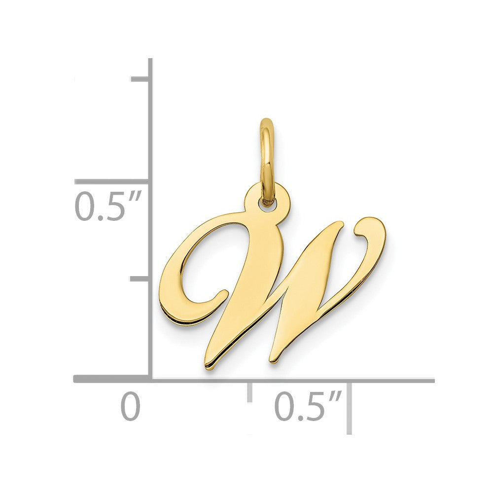 10K Gelbgold 10K Klein Fantasie Schreibschrift Initiale W Charm