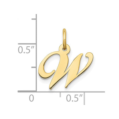 10K Gelbgold 10K Klein Fantasie Schreibschrift Initiale W Charm