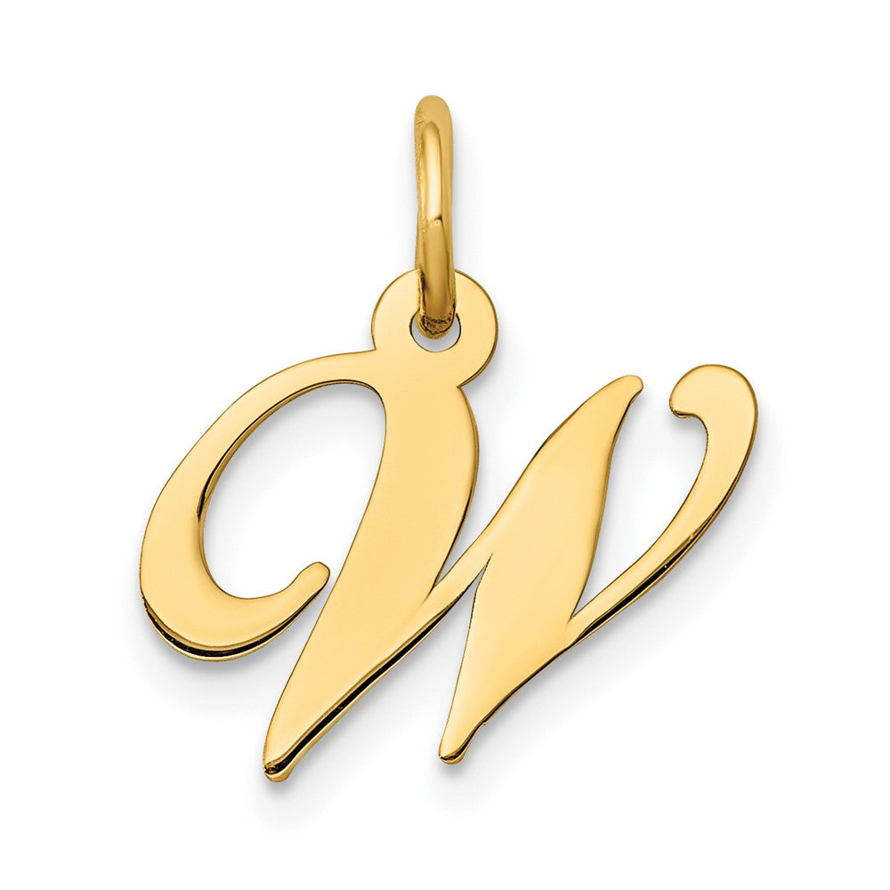 10K Gelbgold 10K Klein Fantasie Schreibschrift Initiale W Charm