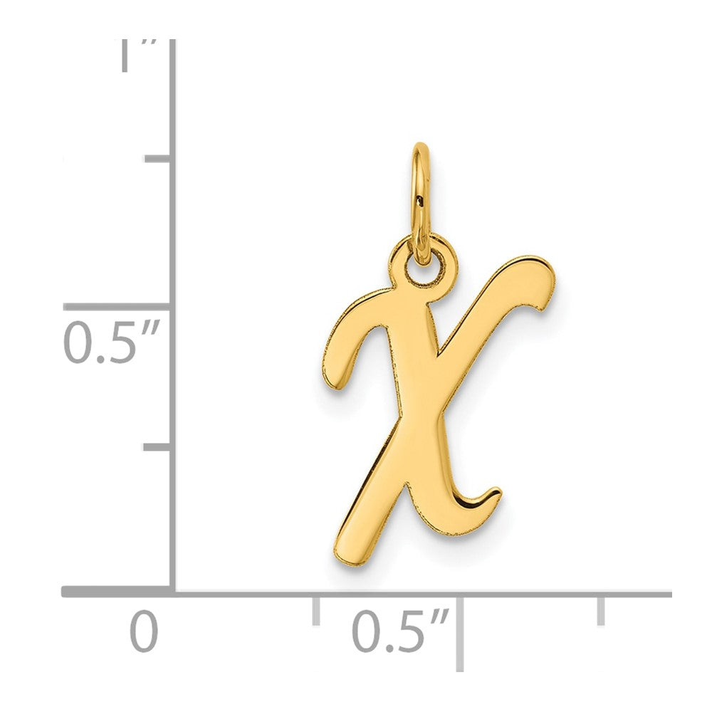10K Gelbgold 10K Klein Fantasie Schreibschrift Initiale X Charm
