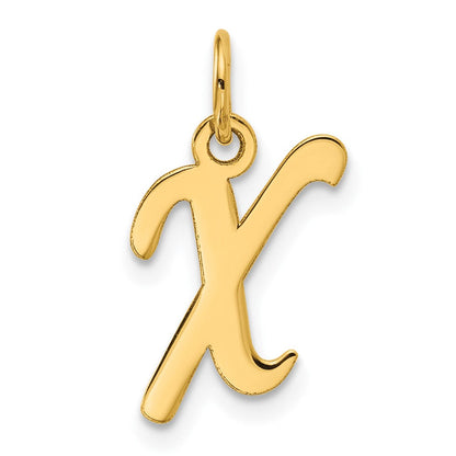 10K Gelbgold 10K Klein Fantasie Schreibschrift Initiale X Charm