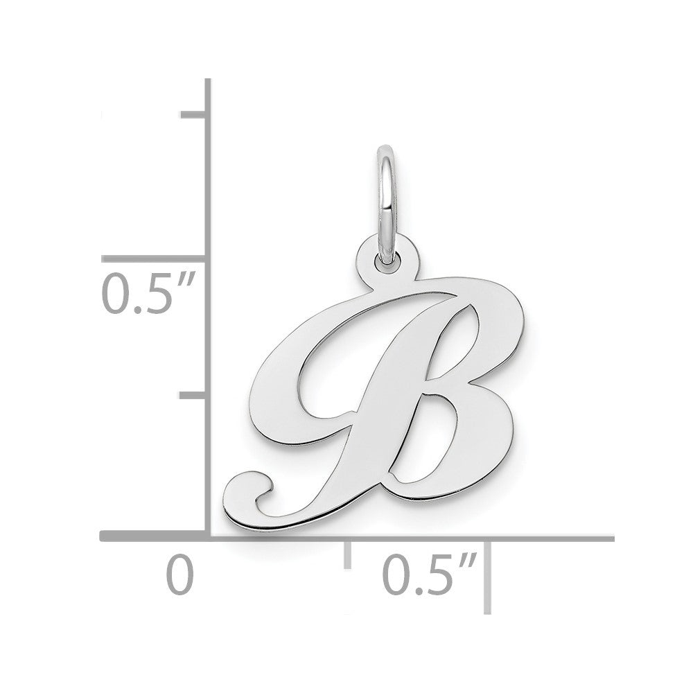 10K Weißgold Klein Fantasie Schreibschrift Initiale B Charm