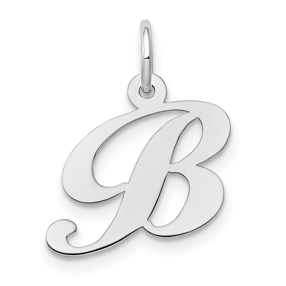 10K Weißgold Klein Fantasie Schreibschrift Initiale B Charm