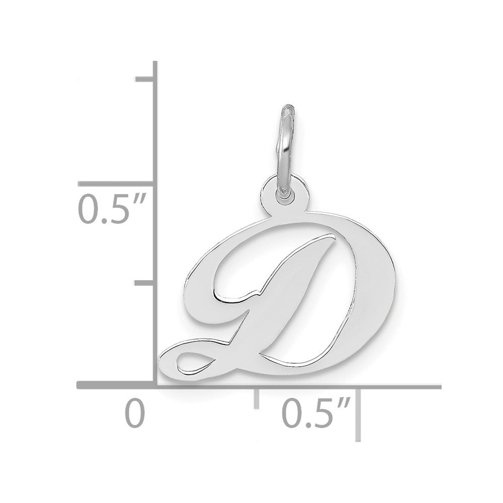 10K Weißgold Klein Fantasie Schreibschrift Initiale D Charm