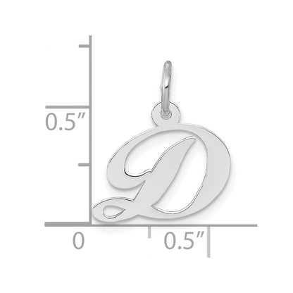 10K Weißgold Klein Fantasie Schreibschrift Initiale D Charm