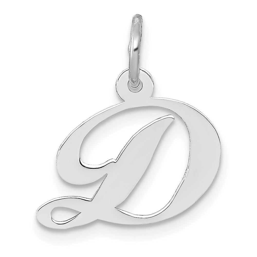 10K Weißgold Klein Fantasie Schreibschrift Initiale D Charm