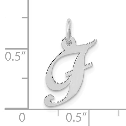 10K Weißgold Klein Fantasie Schreibschrift Initiale F Charm