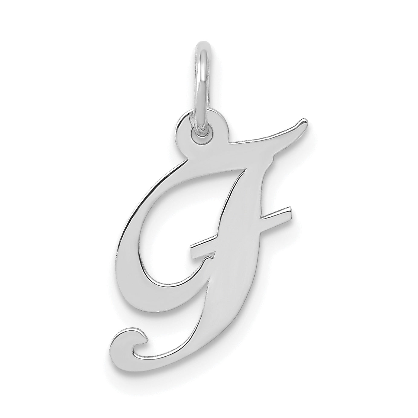 10K Weißgold Klein Fantasie Schreibschrift Initiale F Charm