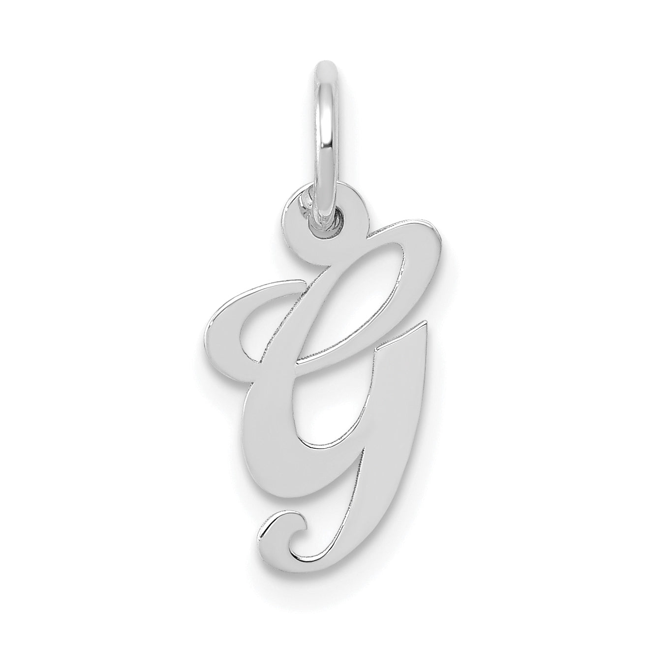 10K Weißgold Klein Fantasie Schreibschrift Initiale G Charm