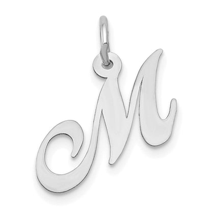 10K Weißgold Klein Fantasie Schreibschrift Initiale M Charm