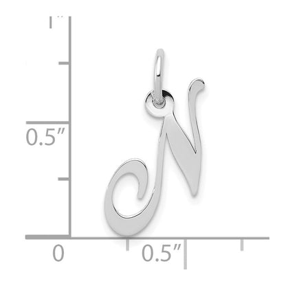 10K Weißgold Klein Fantasie Schreibschrift Initiale N Charm
