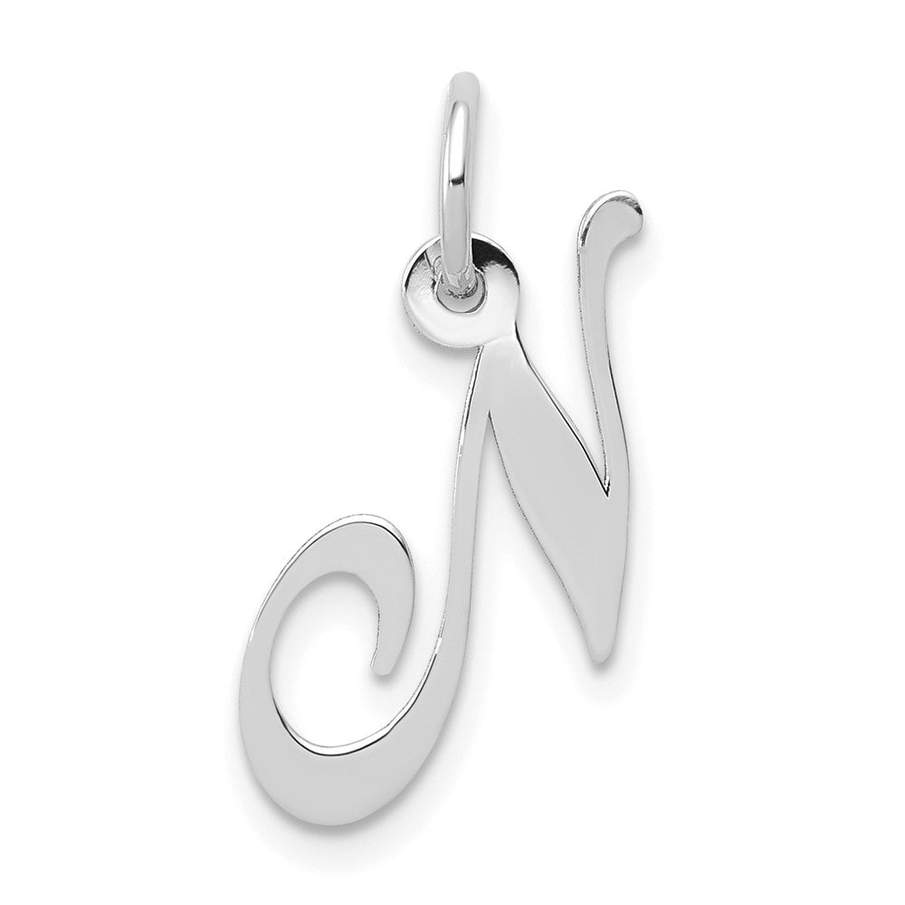 10K Weißgold Klein Fantasie Schreibschrift Initiale N Charm