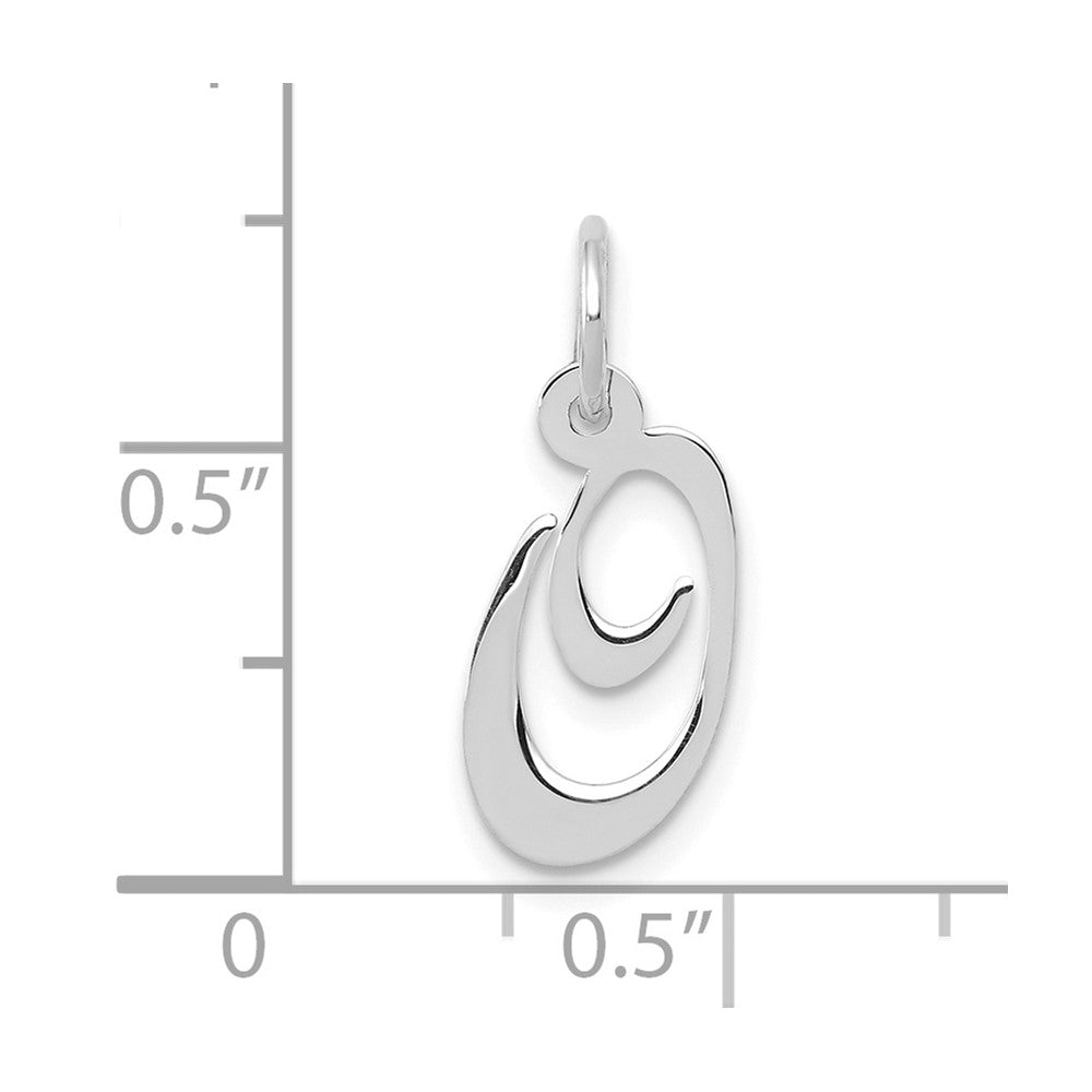 10K Weißgold Klein Fantasie Schreibschrift Initiale O Charm