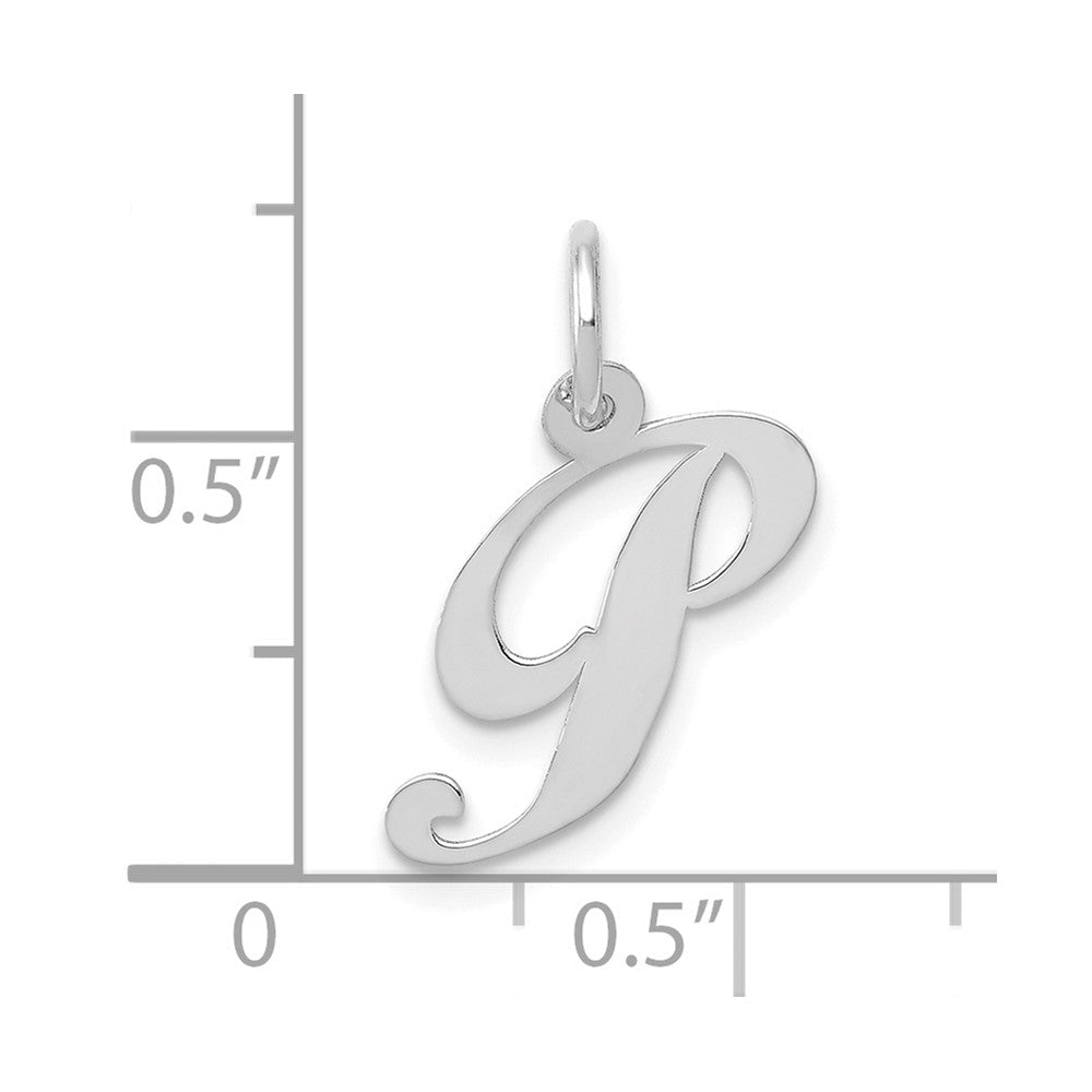 10K Weißgold Klein Fantasie Schreibschrift Initiale P Charm