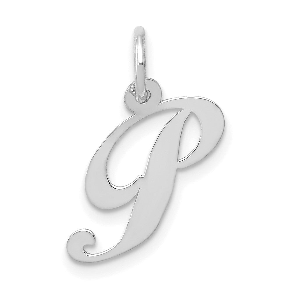 10K Weißgold Klein Fantasie Schreibschrift Initiale P Charm