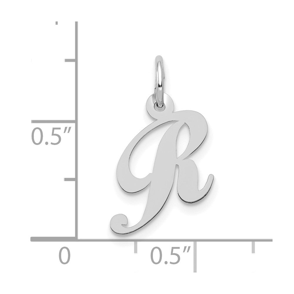 10K Weißgold Klein Fantasie Schreibschrift Initiale R Charm