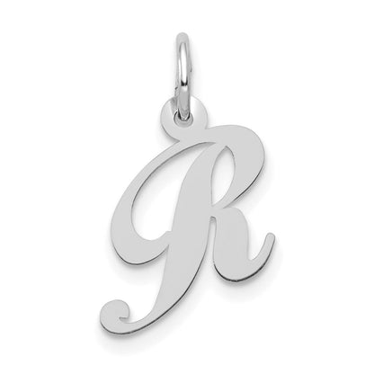 10K Weißgold Klein Fantasie Schreibschrift Initiale R Charm