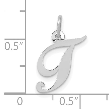 10K Weißgold Klein Fantasie Schreibschrift Initiale T Charm