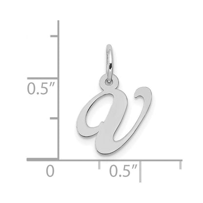 10K Weißgold Klein Fantasie Schreibschrift Initiale V Charm