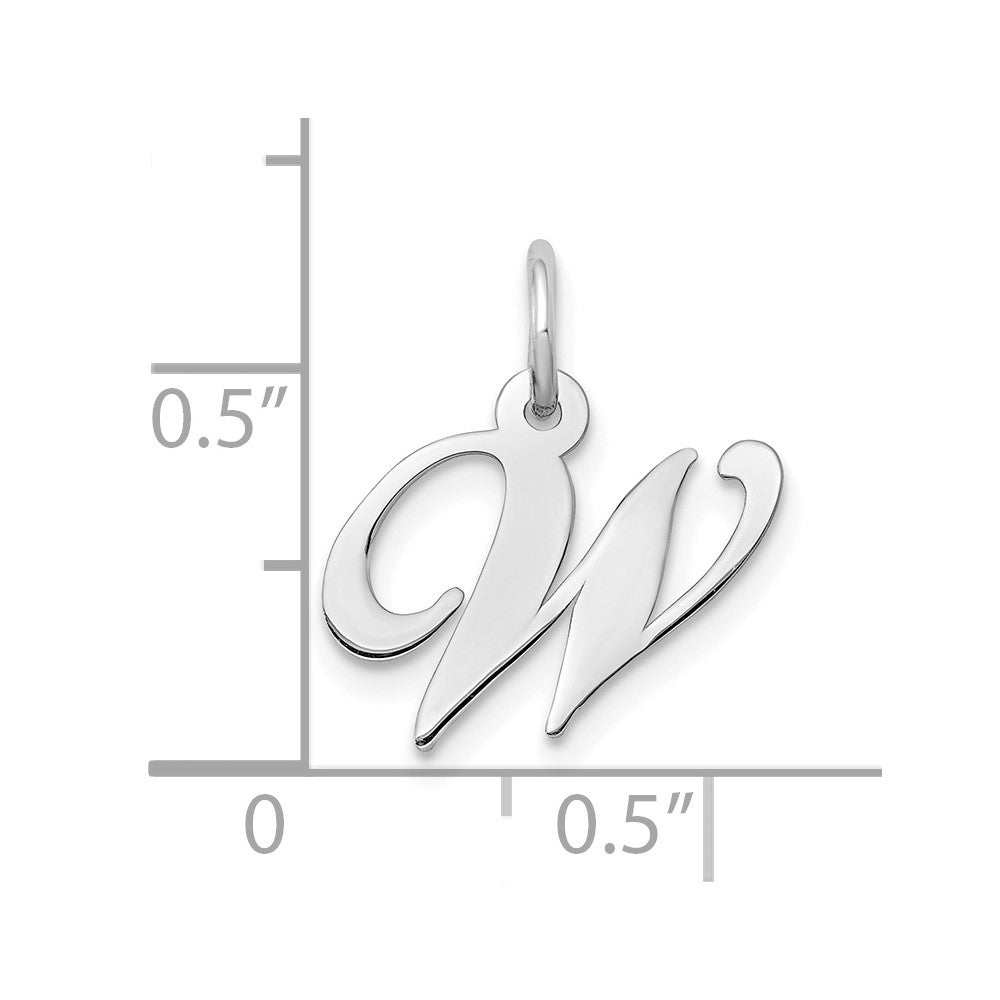 10K Weißgold Klein Fantasie Schreibschrift Initiale W Charm