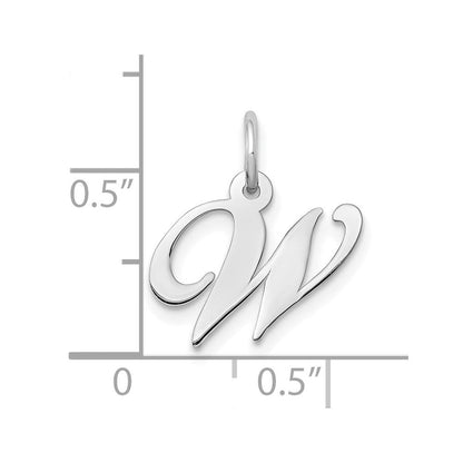 10K Weißgold Klein Fantasie Schreibschrift Initiale W Charm