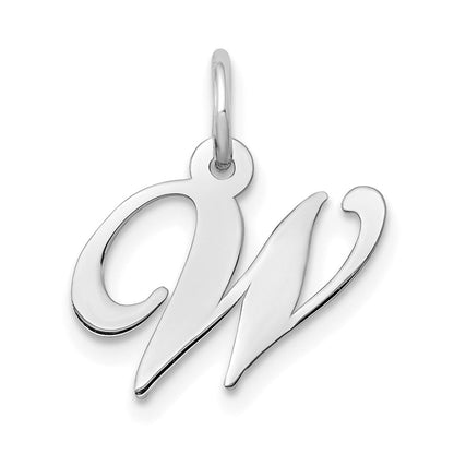 10K Weißgold Klein Fantasie Schreibschrift Initiale W Charm