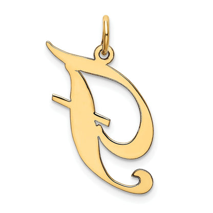 10K Gelbgold Groß Fantasie Schreibschrift Buchstabe F Initiale Charm