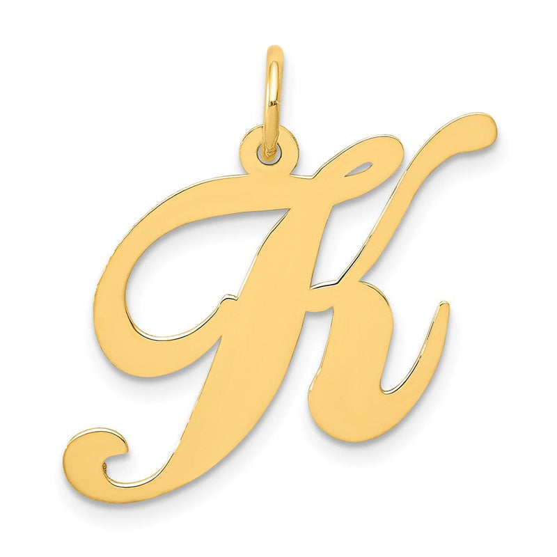 10K Gelbgold Groß Fantasie Schreibschrift Buchstabe K Initiale Charm