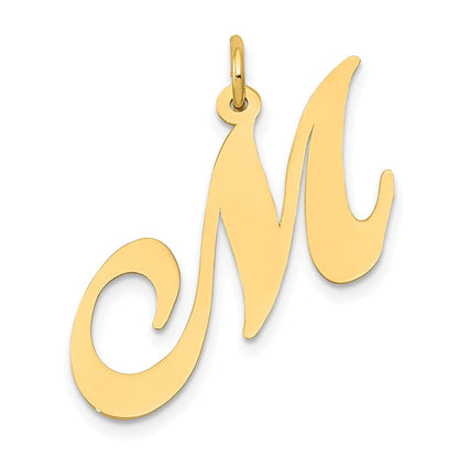 10K Gelbgold Groß Fantasie Schreibschrift Buchstabe M Initiale Charm