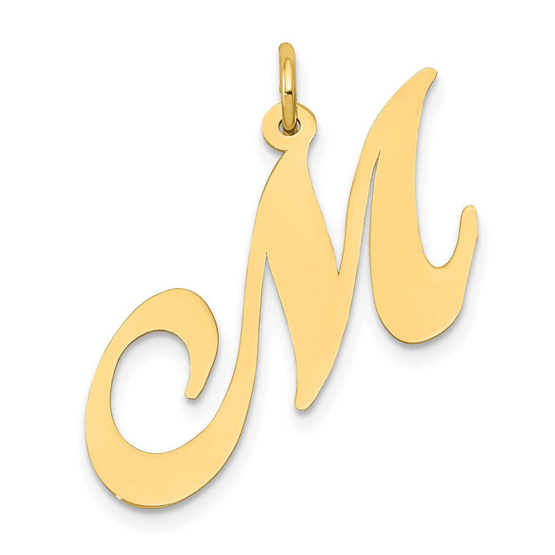 10K Gelbgold Groß Fantasie Schreibschrift Buchstabe M Initiale Charm