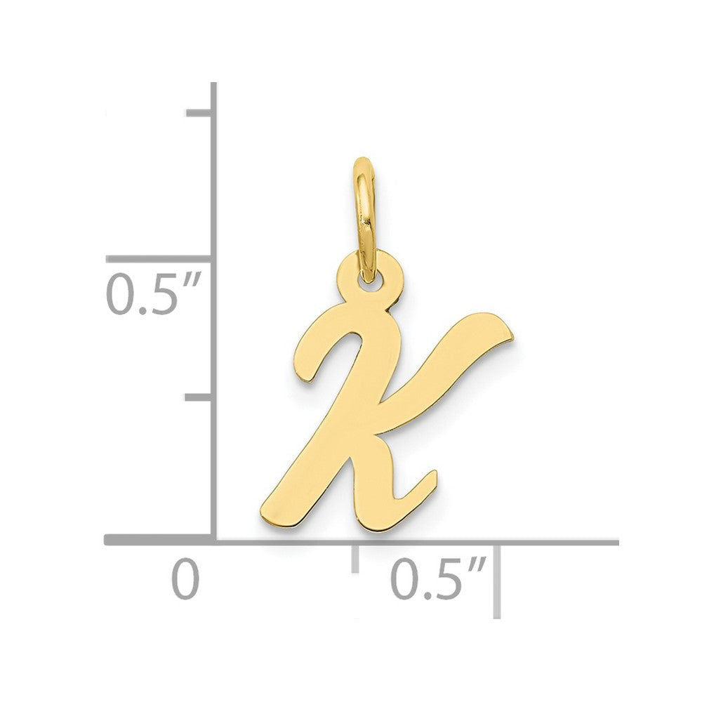 10K Gelbgold Klein Schreibschrift Initiale K Charm