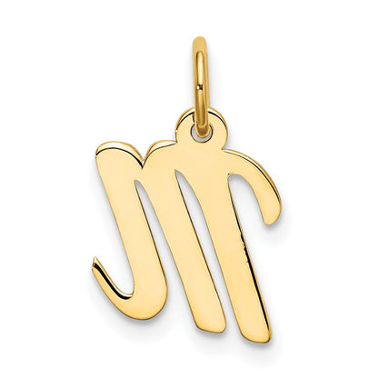 10K Gelbgold Klein Schreibschrift Initiale M Charm