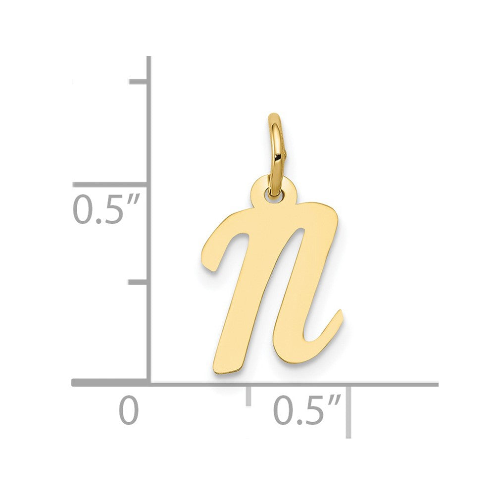 10K Gelbgold Klein Schreibschrift Initiale N Charm