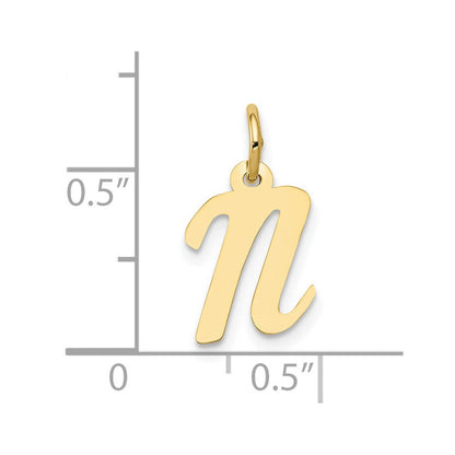 10K Gelbgold Klein Schreibschrift Initiale N Charm