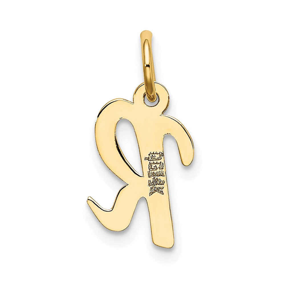 10K Gelbgold Klein Schreibschrift Initiale R Charm