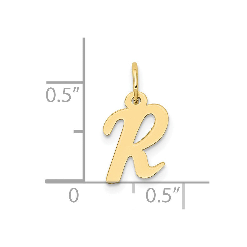10K Gelbgold Klein Schreibschrift Initiale R Charm