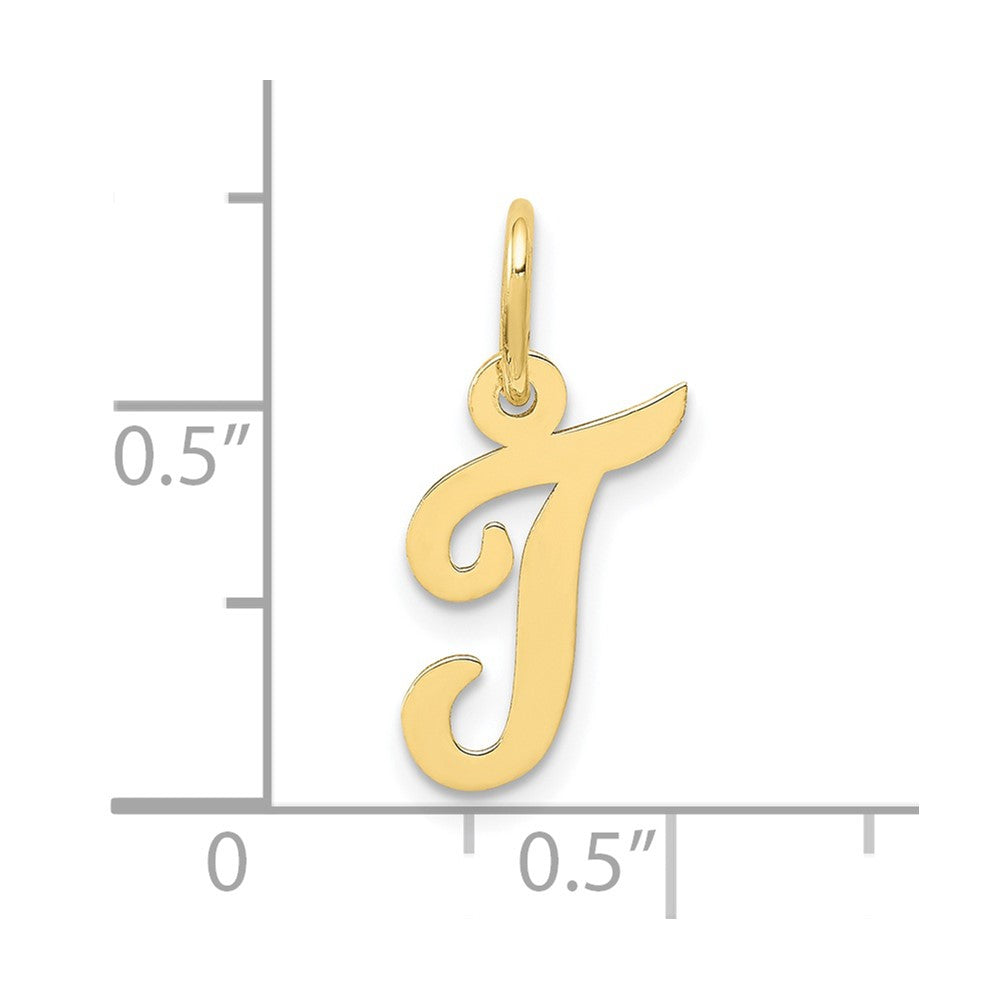10K Gelbgold Klein Schreibschrift Initiale T Charm