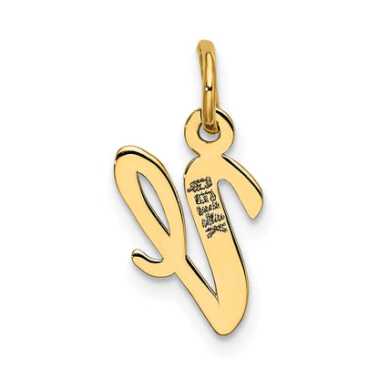 10K Gelbgold Klein Schreibschrift Initiale V Charm