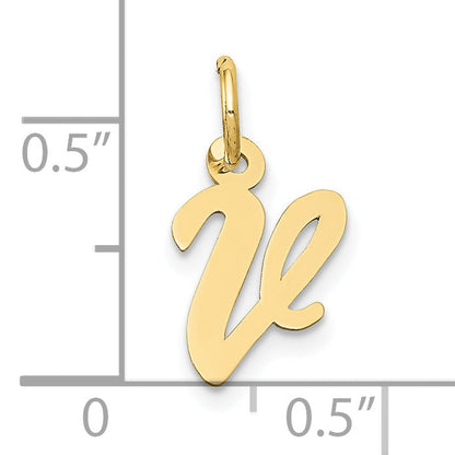 10K Gelbgold Klein Schreibschrift Initiale V Charm