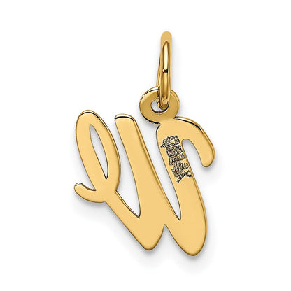 10K Gelbgold Klein Schreibschrift Initiale W Charm